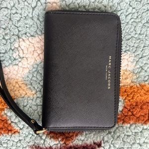 Marc Jacobs Black Saffiano Leather Continental Zip Around Wallet